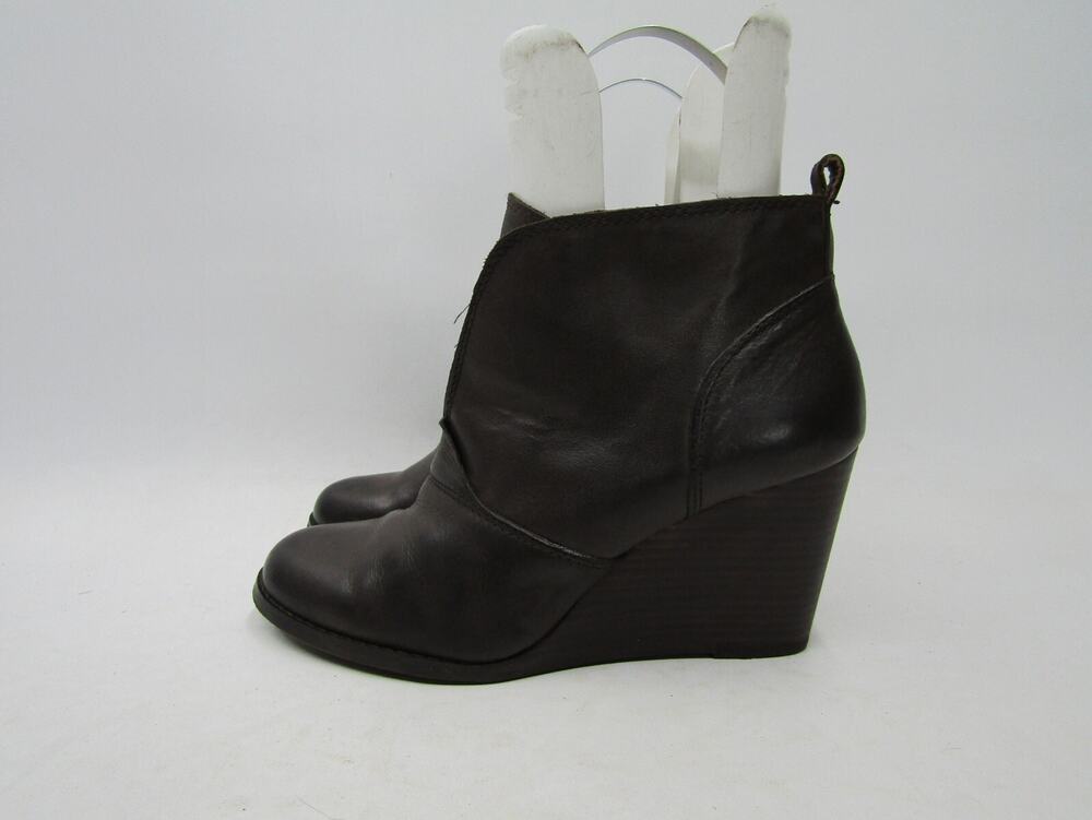 Lucky Brand Womens Size 10 M Brown Leather Wedge Ankle Fashion Boots Bootie